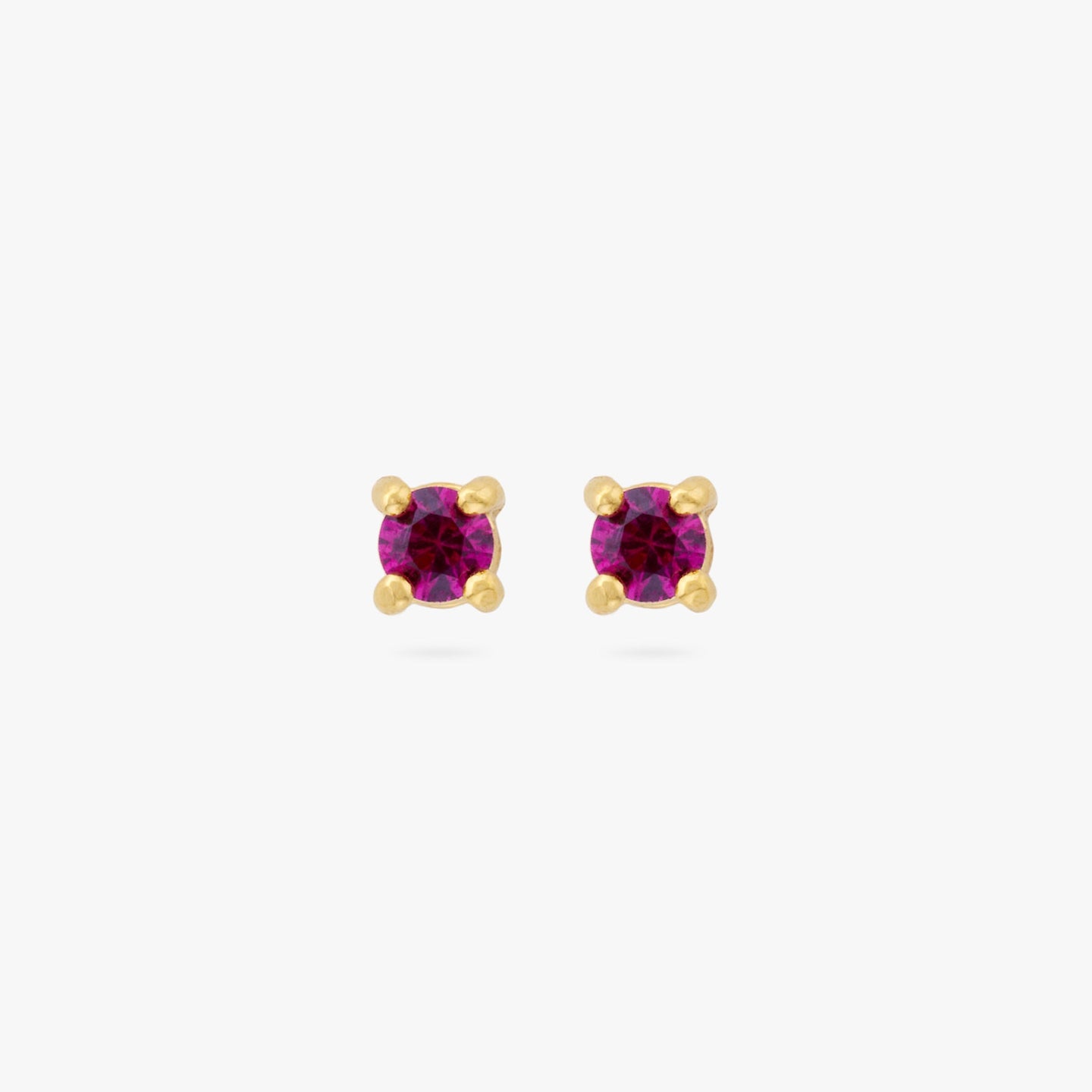A pair of mini gold studs with pink cz gems [pair] color:null|gold/pink