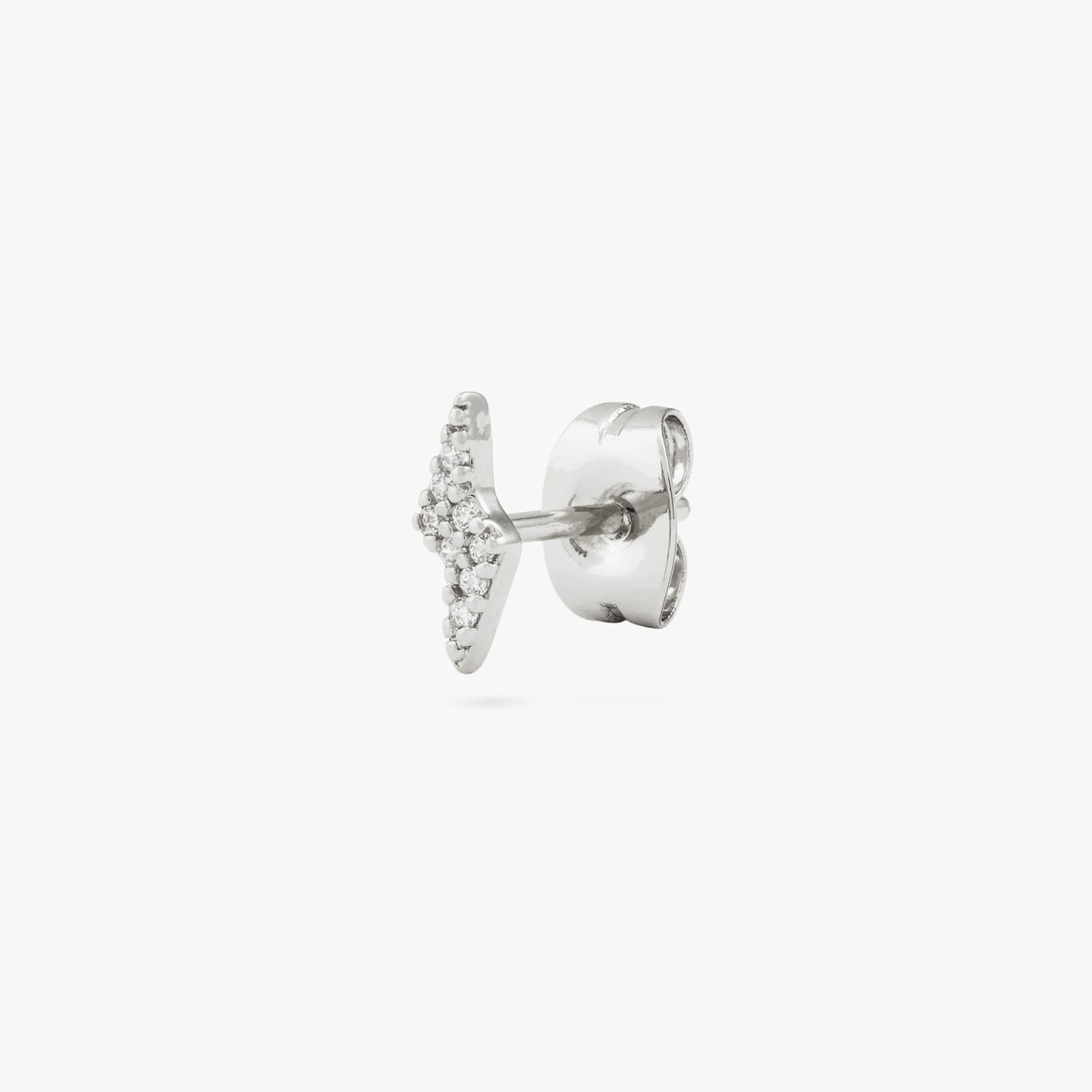 This is a silver gem lined lightning bolt stud color:null|silver/clear