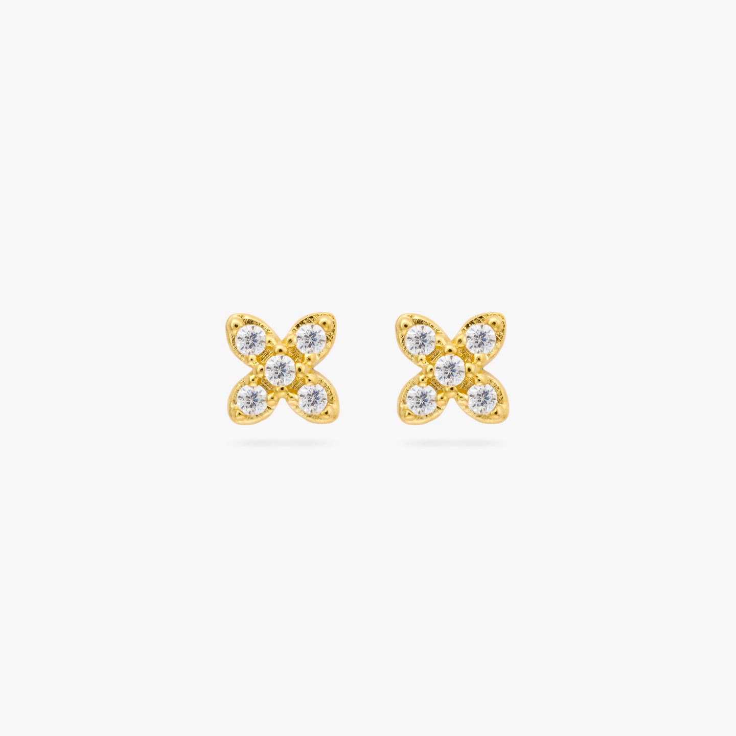 This is a pair of small gold X studs with pavé detailing [pair] color:null|gold