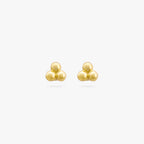 A pair of three gold beads stacked in a triangle formation on a stud post [pair] color:null|gold