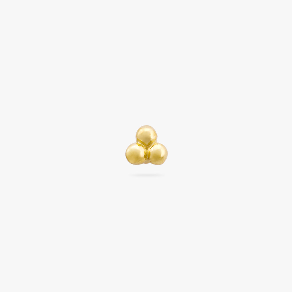 Three gold beads stacked in a triangle formation on a stud post color:null|gold
