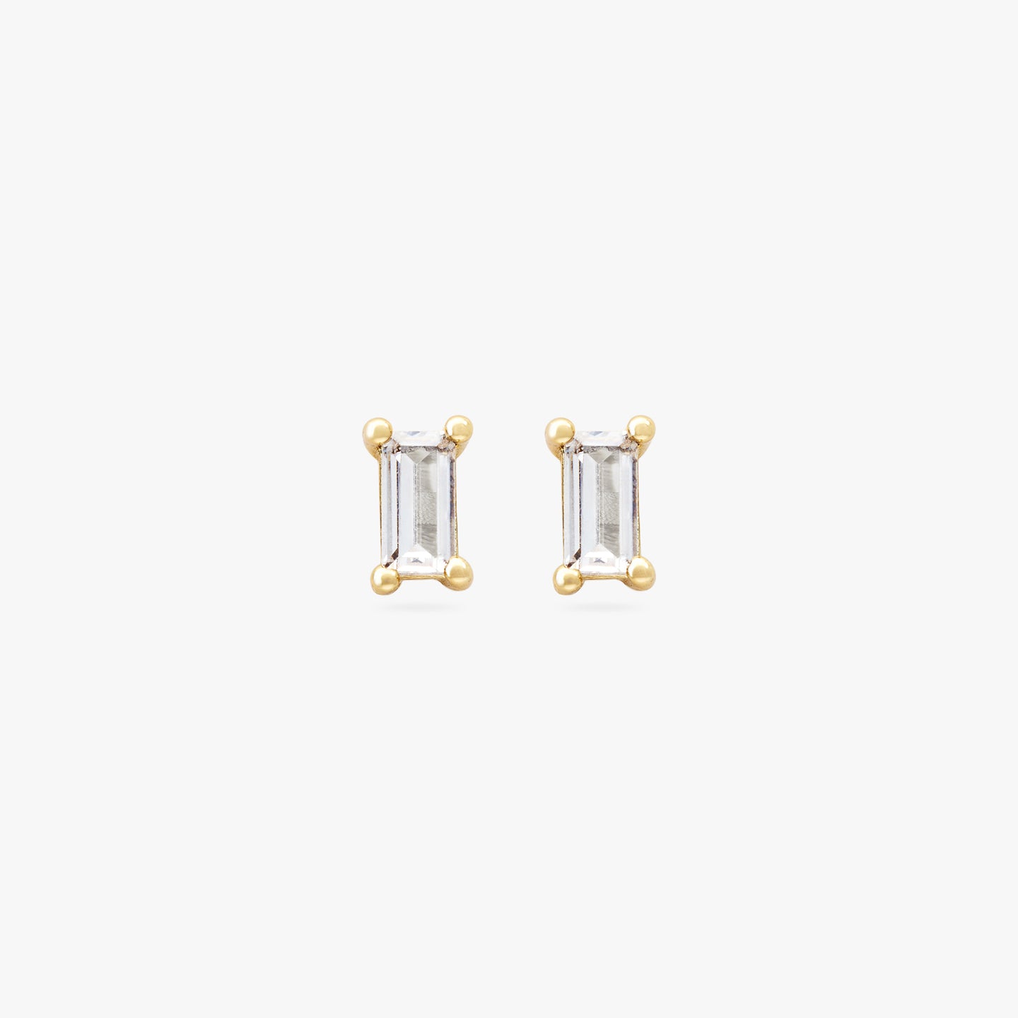 Gold baguette stud with clear cz [pair] color:null|gold/clear