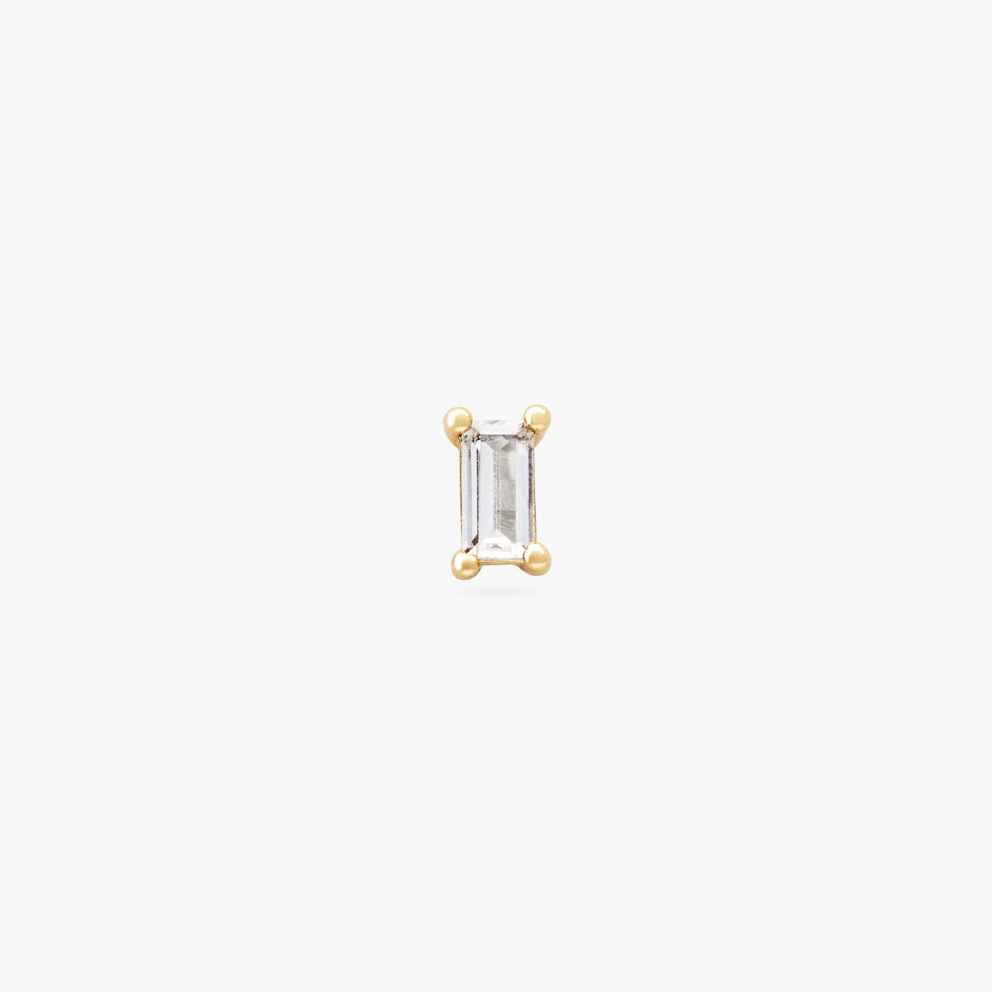 Gold baguette stud with clear cz color:null|gold/clear