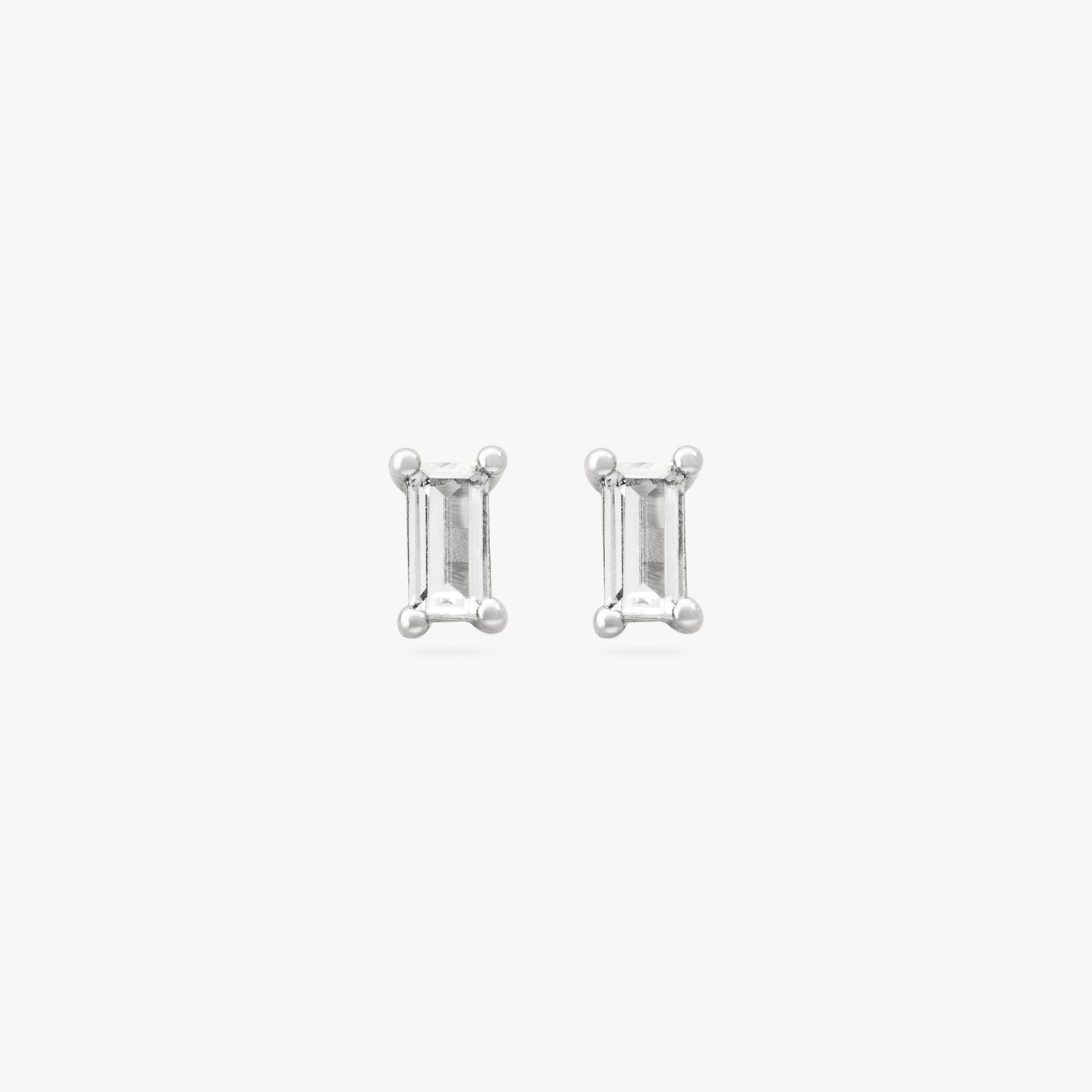 This is a pair of silver baguette studs with clear CZ gems [pair] color:null|silver/clear