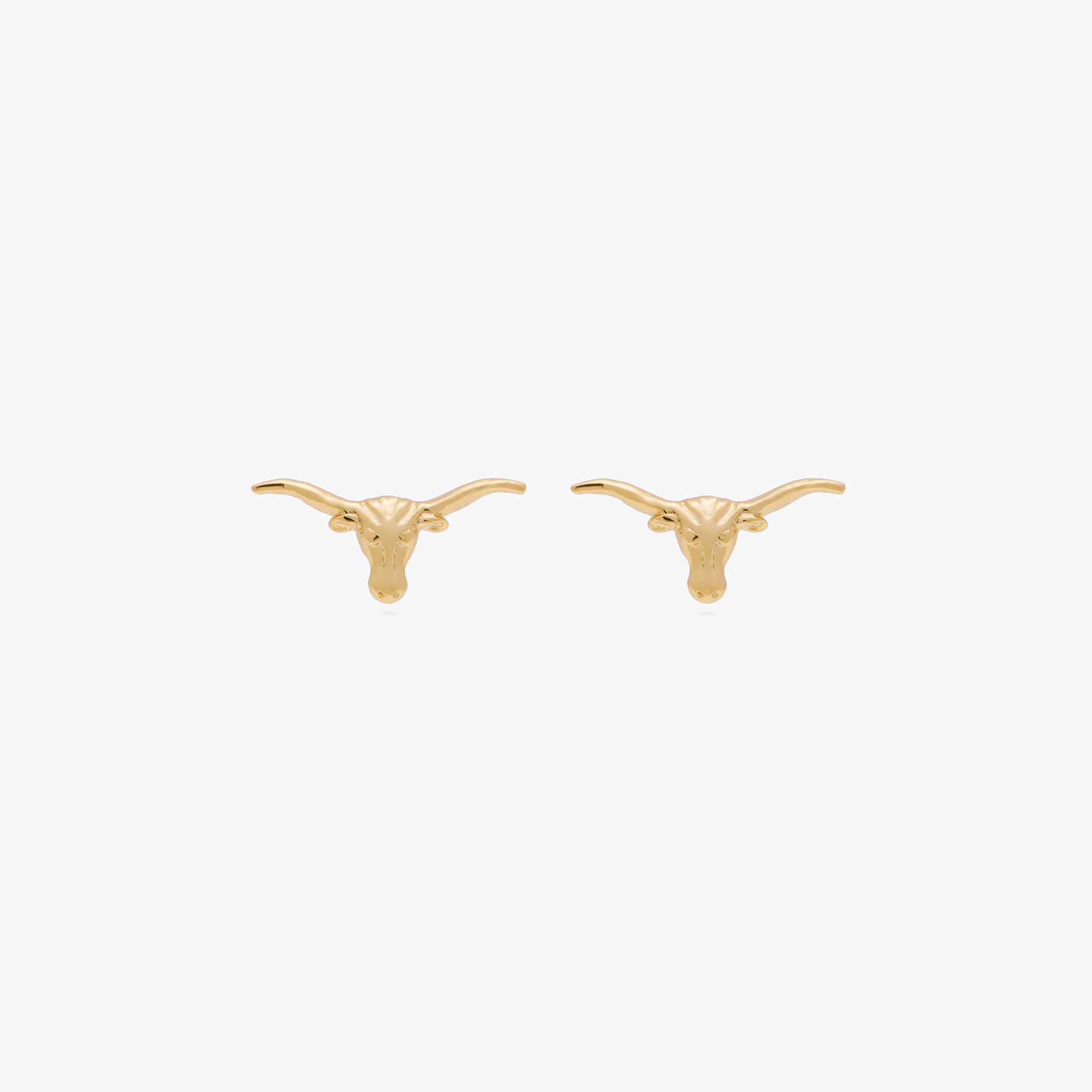 This is a pair of gold longhorn shaped stud earrings [pair] color:null|gold