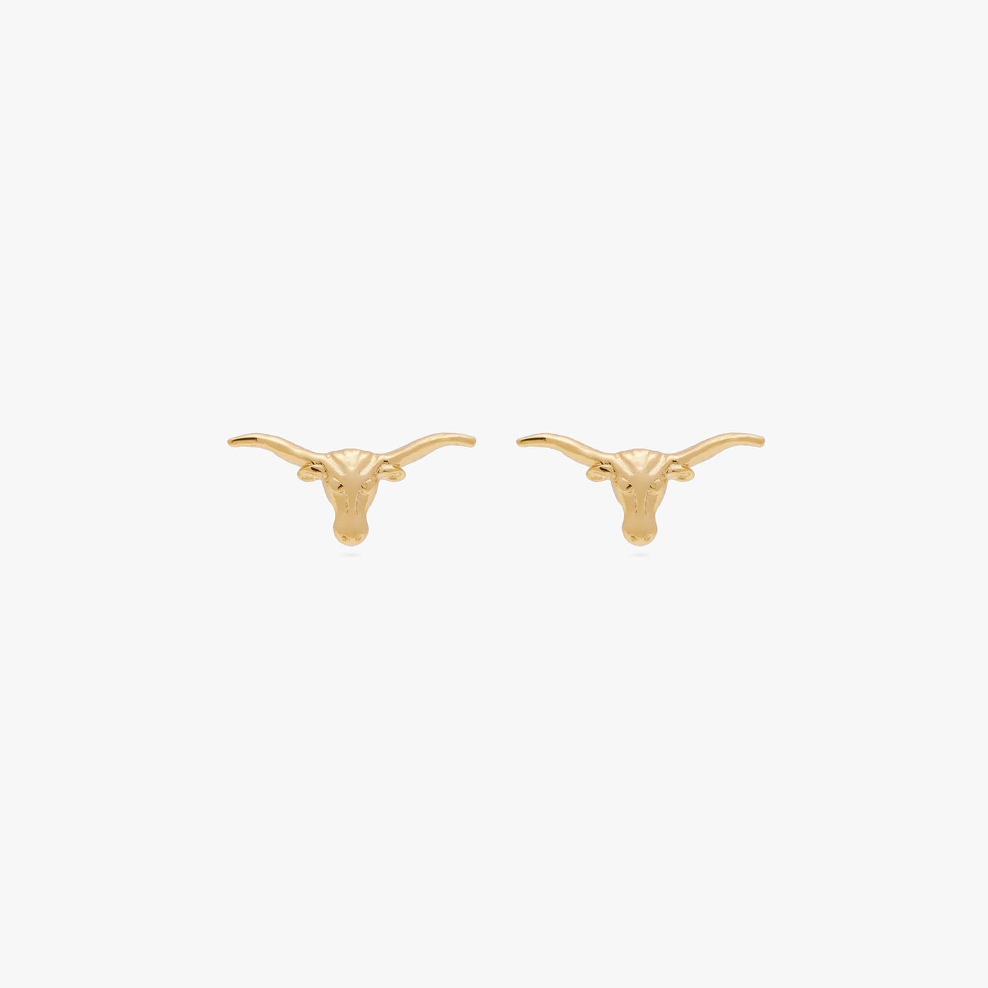 This is a pair of gold longhorn shaped stud earrings [pair] color:null|gold