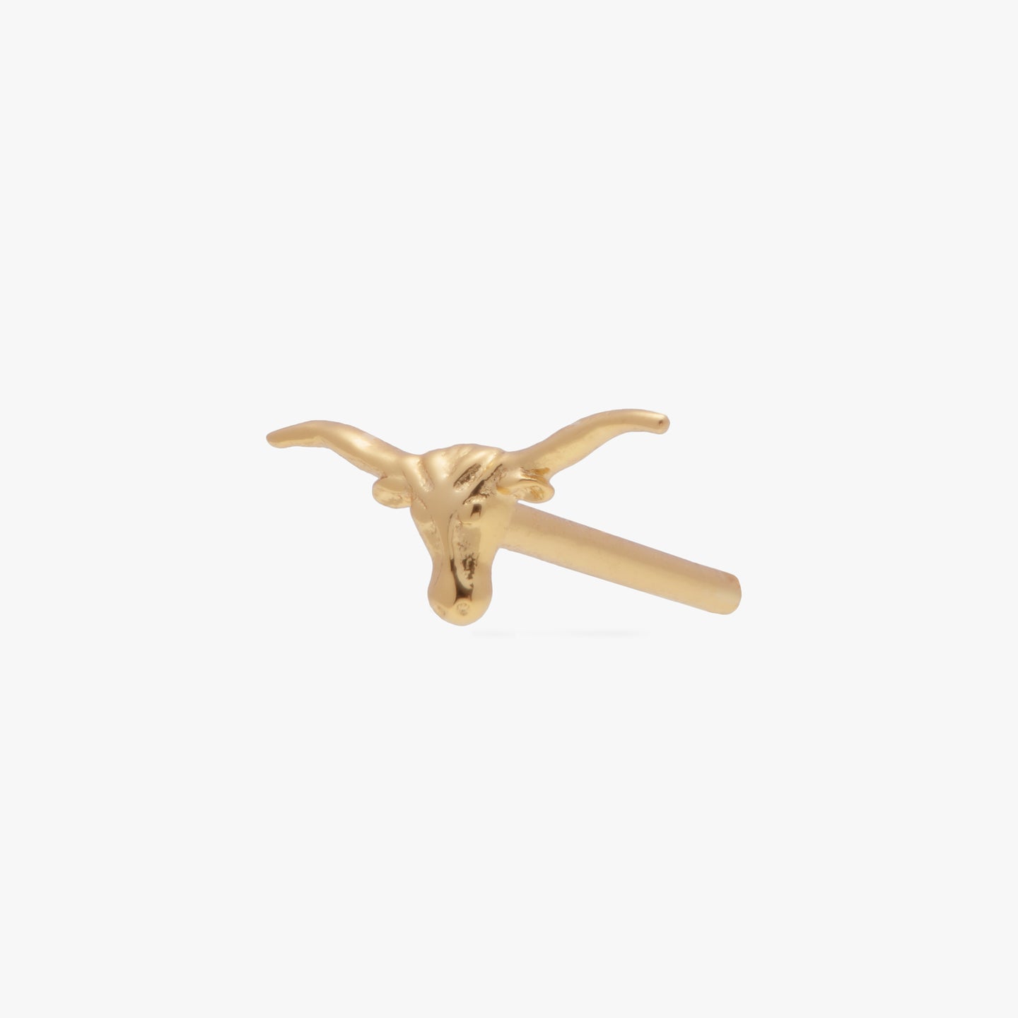 This is a gold longhorn shaped stud earring color:null|gold