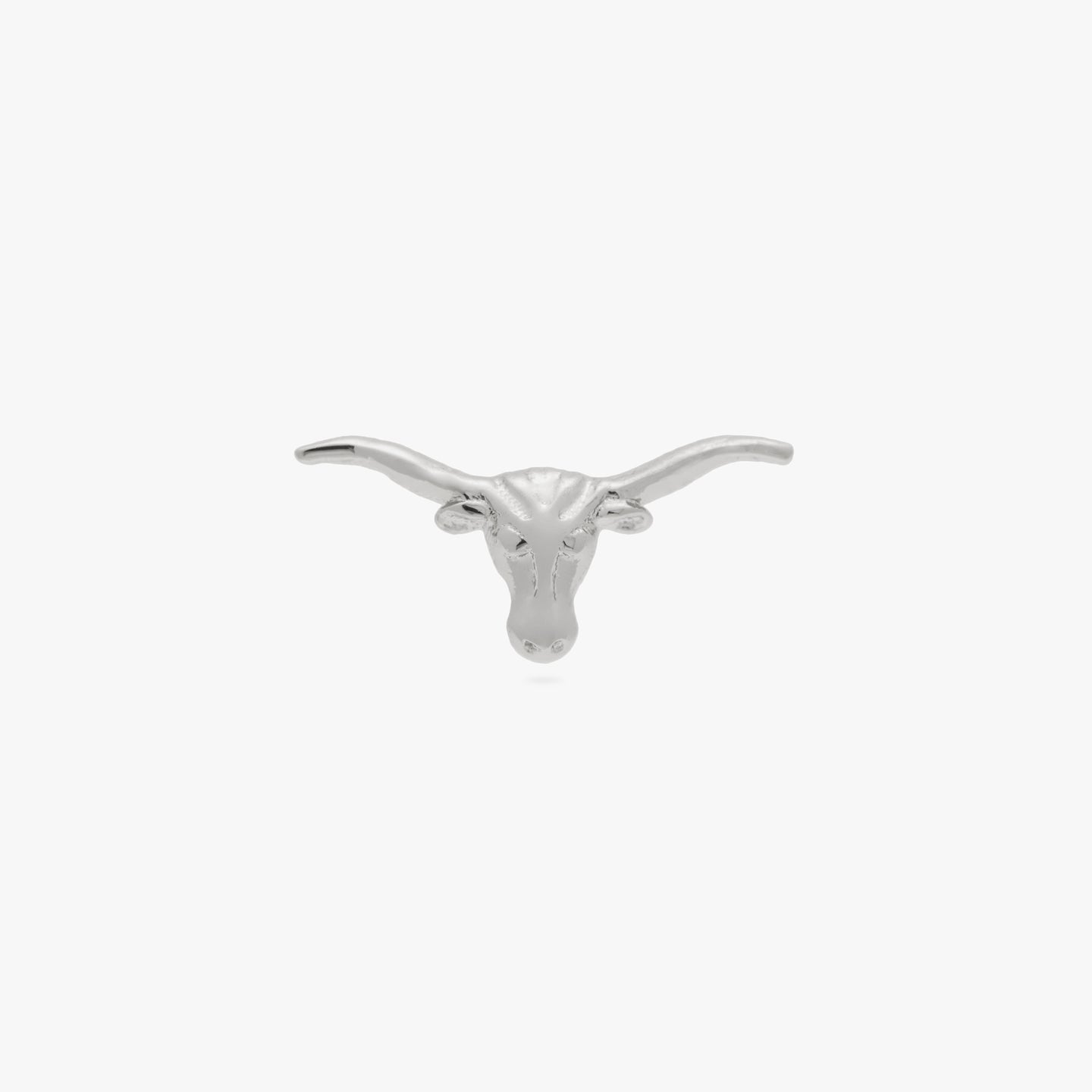 This is a silver longhorn shaped stud earring color:null|silver