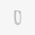 a silver medium oval hoop that has one side pave color:null|silver/clear